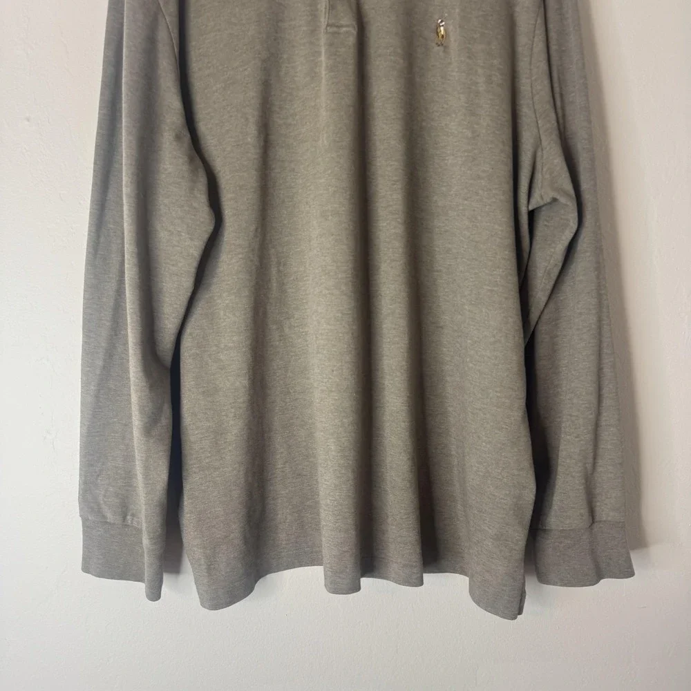 Polo Ralph Lauren Polo Shirt Mens 2XL Gray Long Sleeve Classic Fit Pony Logo